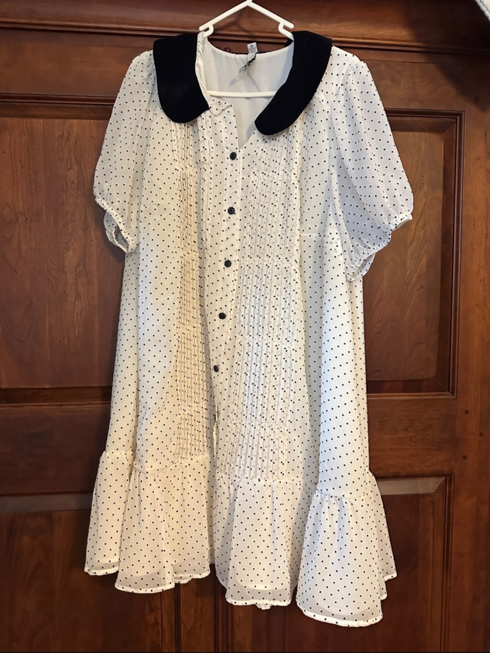 torrid Cream Mini Dress with Black Collar and Polka Dots